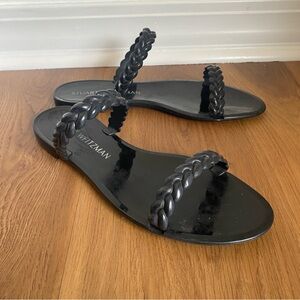 Stuart Weitzman Sawyer Braided‎ Black Jelly Slide on Sandals 10